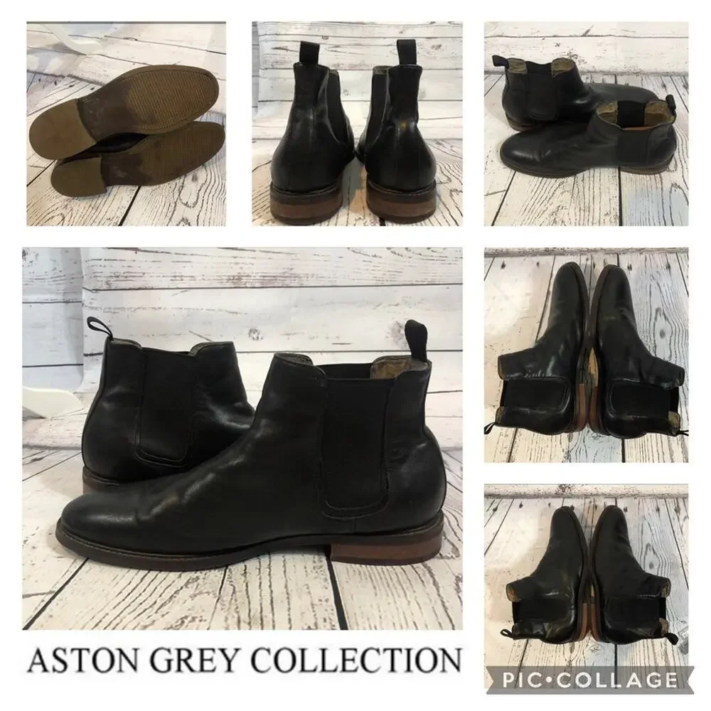 Aston Grey PAGLIAGA Chelsea boots in black size 11.5
